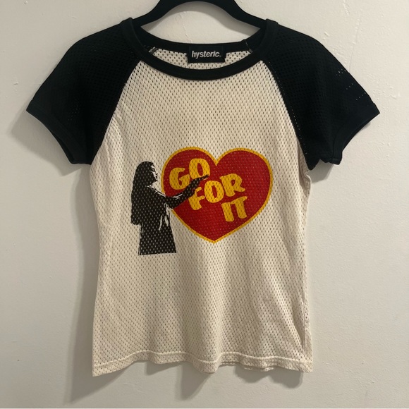 Hysteric Glamour Tops - HYSTERIC GLAMOUR go for it baseball t